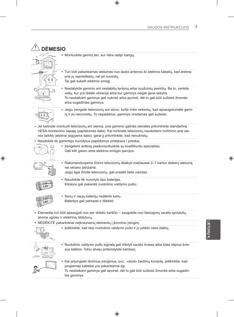 Dėmesio | LG 47LN613S User Manual | Page 307 / 552