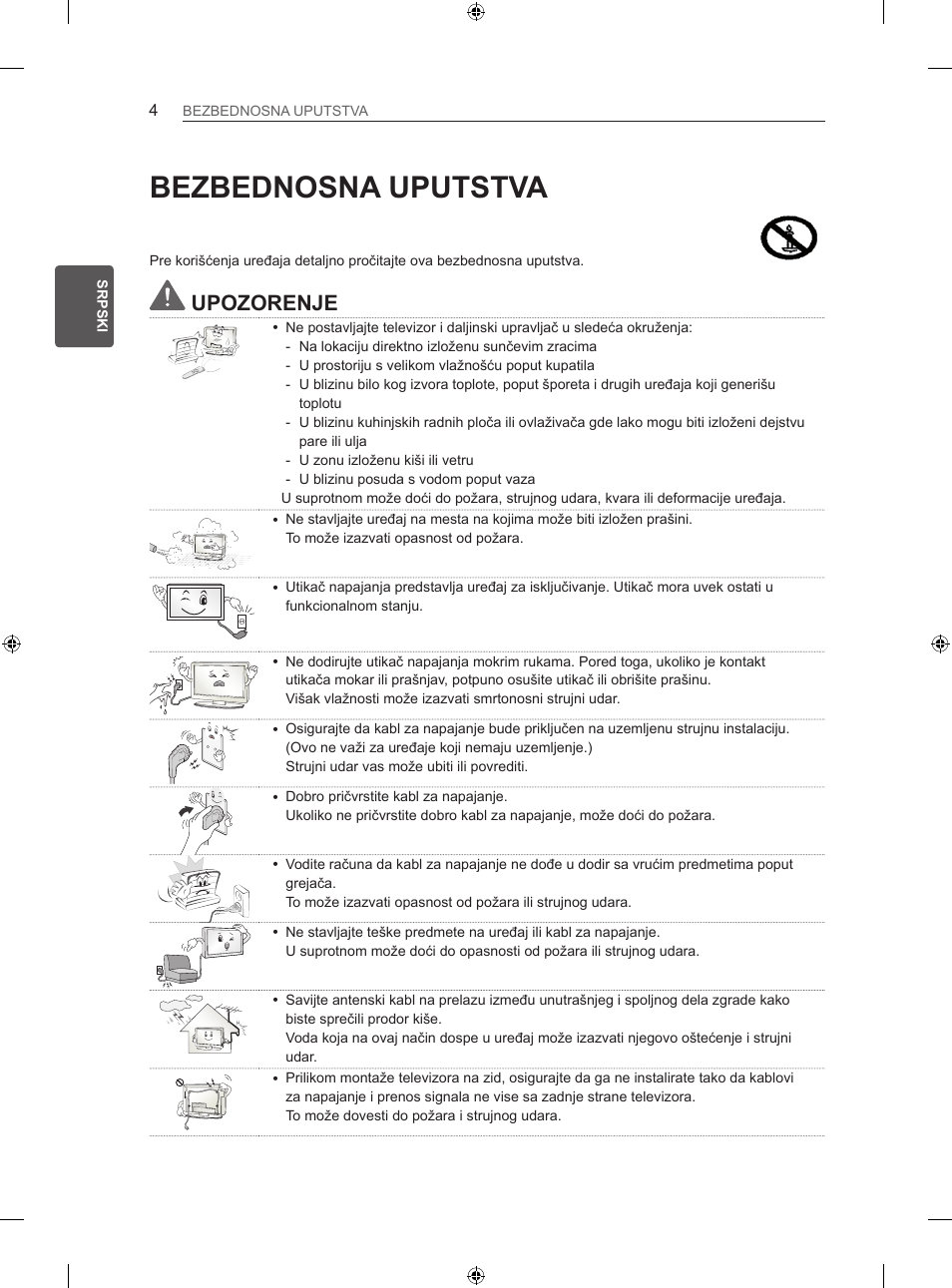 Bezbednosna uputstva, Upozorenje | LG 47LN613S User Manual | Page 364 / 552