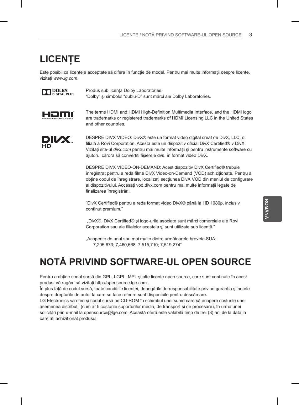 Licenţe, Notă privind software-ul open source | LG 29LN450B User Manual | Page 110 / 375