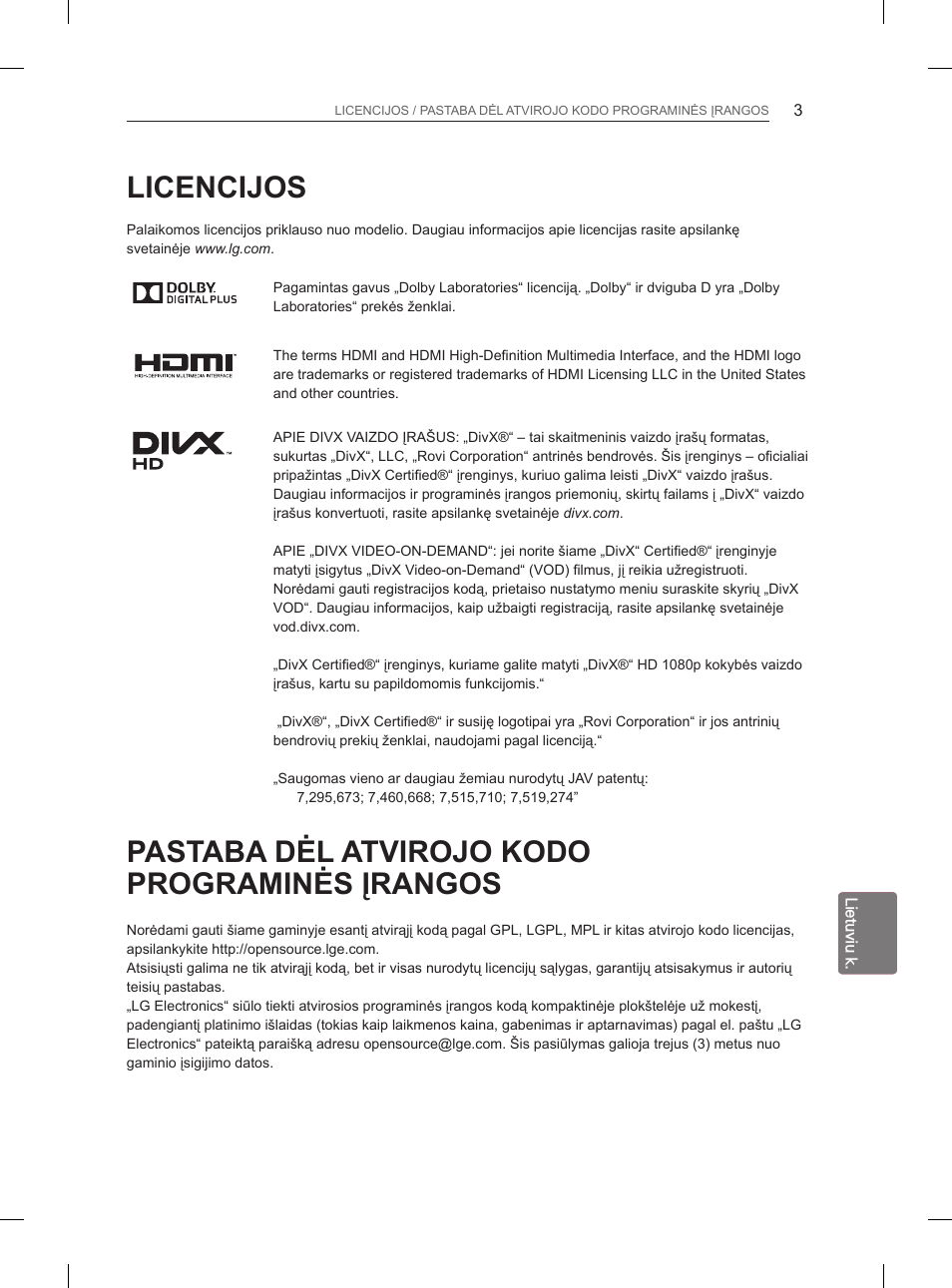 Licencijos, Pastaba dėl atvirojo kodo programinės įrangos | LG 29LN450B User Manual | Page 170 / 375