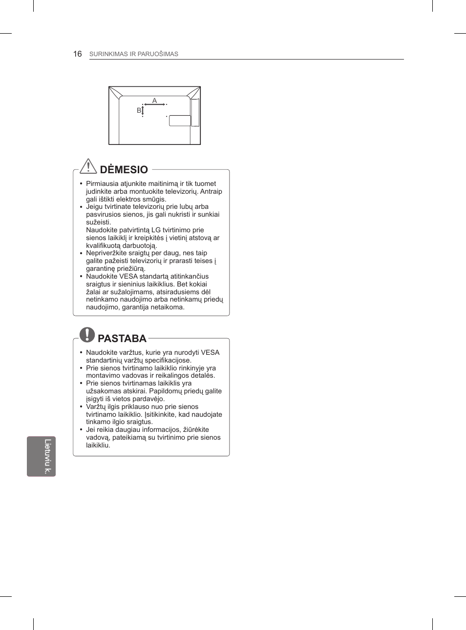 Dėmesio, Pastaba | LG 29LN450B User Manual | Page 183 / 375