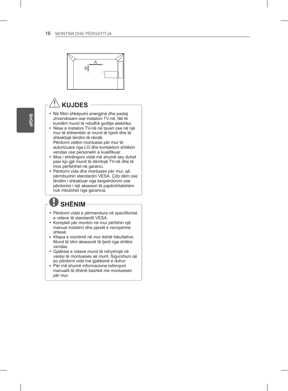 Kujdes, Shënim | LG 29LN450B User Manual | Page 263 / 375