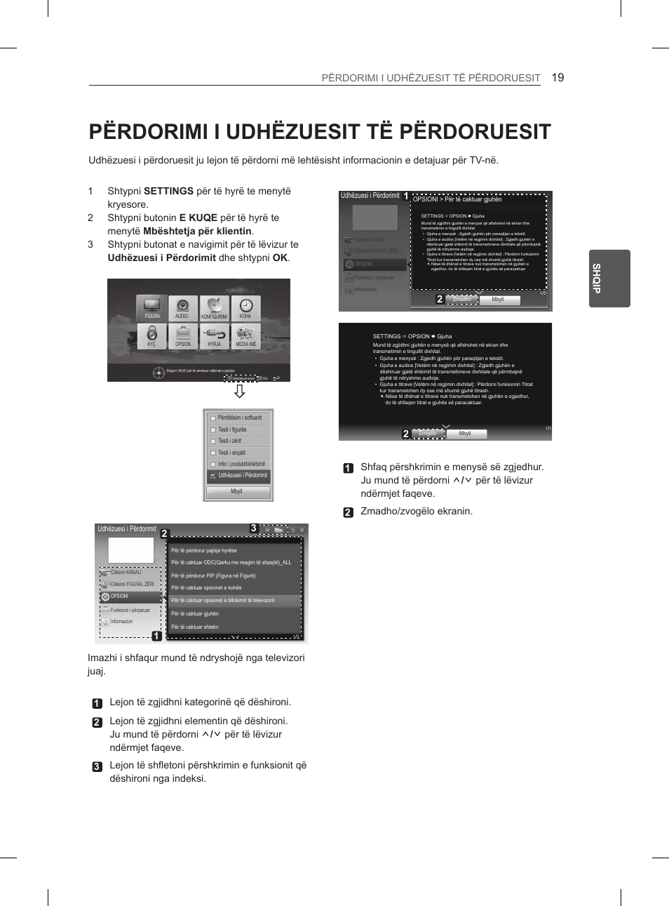 Përdorimi i udhëzuesit të përdoruesit, Sq shqip përdorimi i udhëzuesit të përdoruesit | LG 29LN450B User Manual | Page 266 / 375