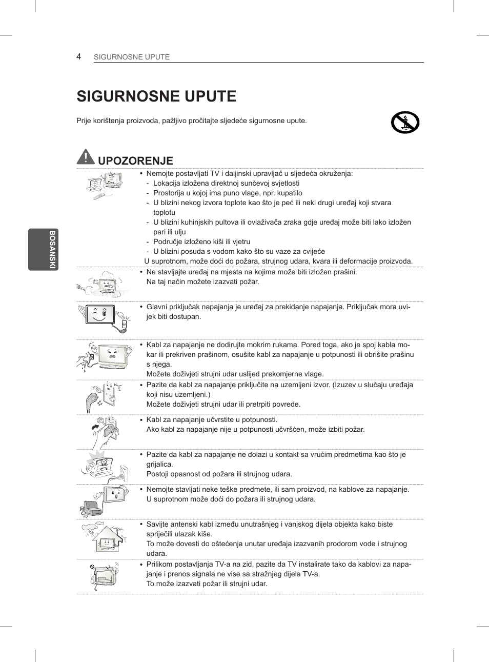 Sigurnosne upute, Upozorenje | LG 29LN450B User Manual | Page 271 / 375