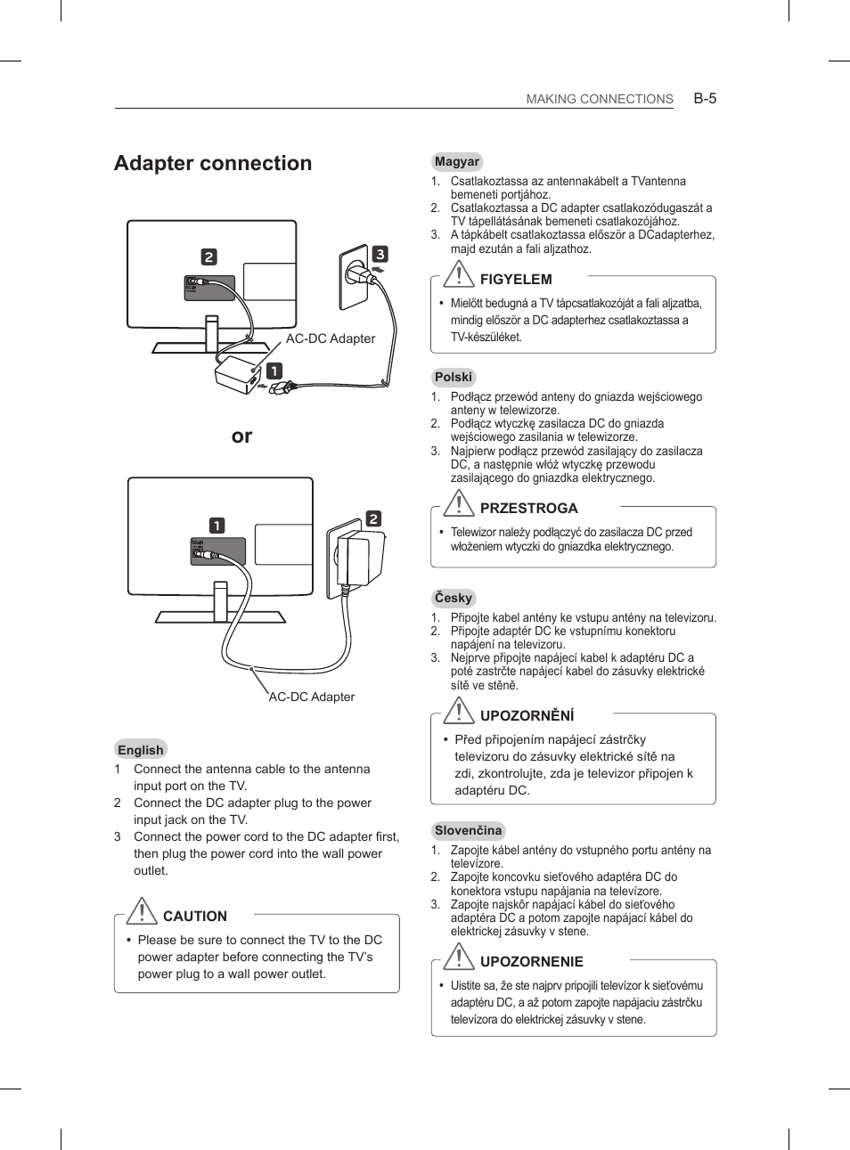 Adapter connection | LG 29LN450B User Manual | Page 332 / 375