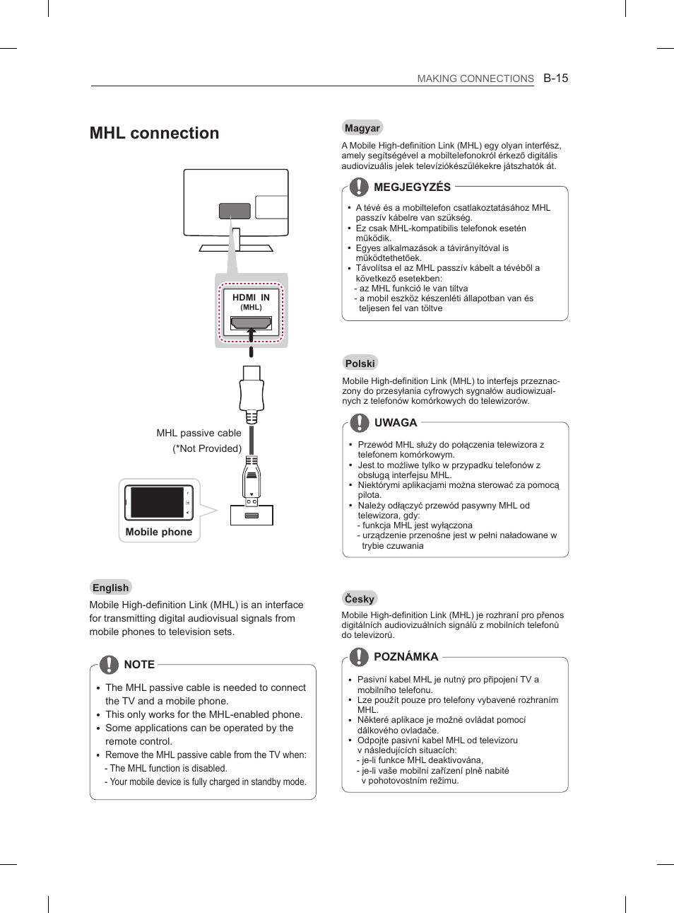 Mhl connection | LG 29LN450B User Manual | Page 342 / 375