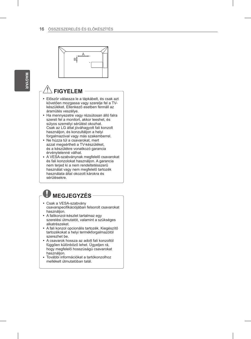Figyelem, Megjegyzés | LG 29LN450B User Manual | Page 43 / 375