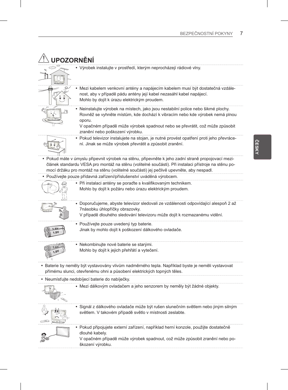Upozornění | LG 29LN450B User Manual | Page 74 / 375