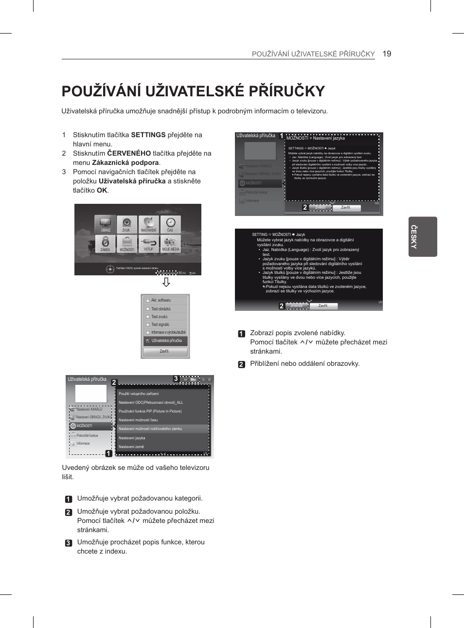Používání uživatelské příručky, Cs česky používání uživatelské příručky | LG 29LN450B User Manual | Page 86 / 375