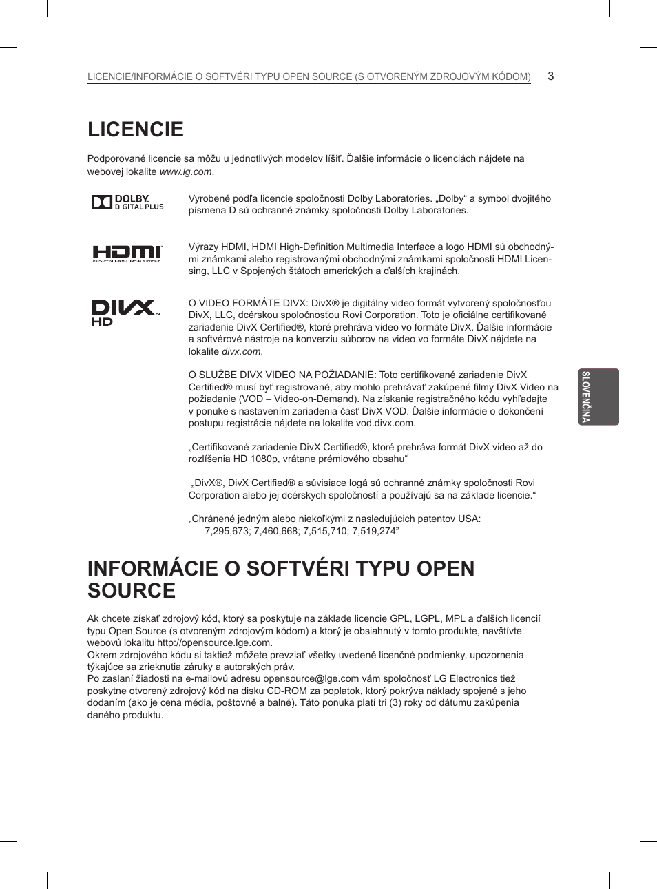 Licencie, Informácie o softvéri typu open source | LG 29LN450B User Manual | Page 90 / 375