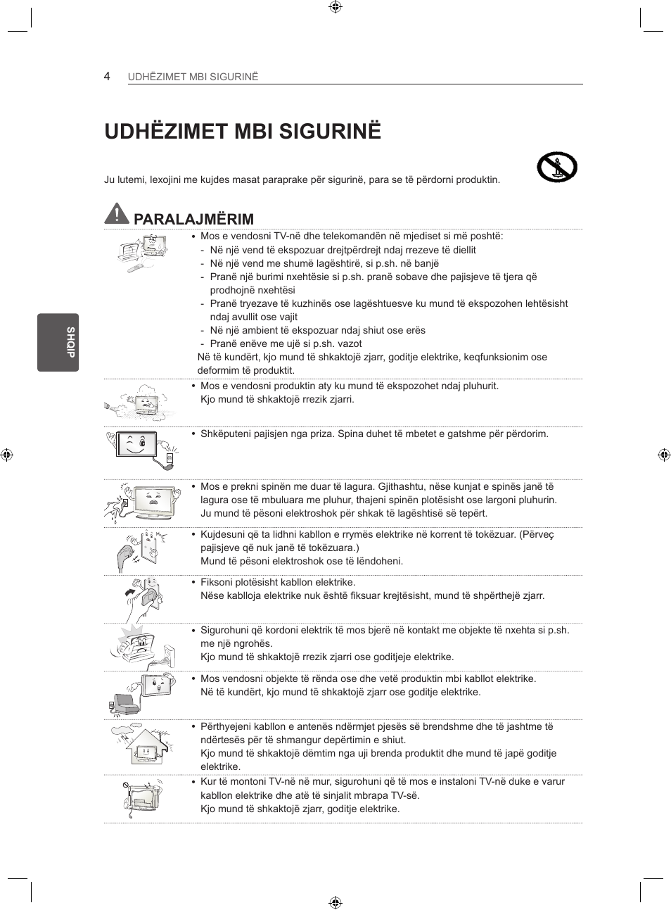 Udhëzimet mbi sigurinë, Paralajmërim | LG 22LS3500-ZA User Manual | Page 273 / 367