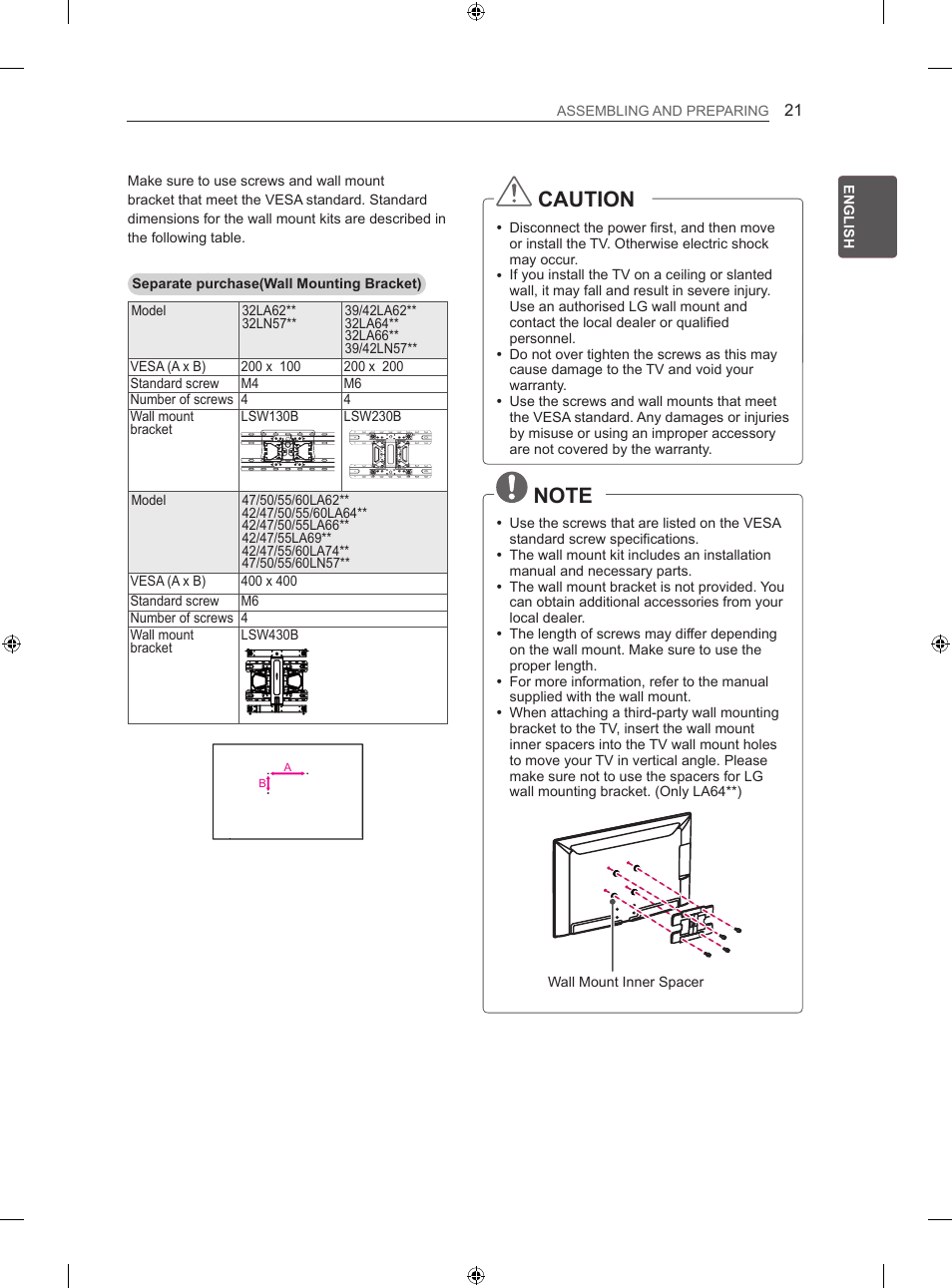 Caution | LG 42LA620S User Manual | Page 27 / 552