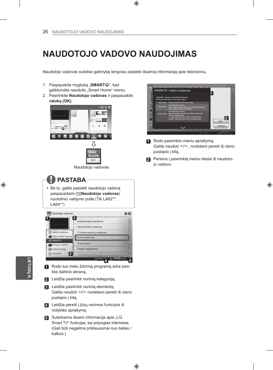 Naudotojo vadovo naudojimas, Pastaba | LG 42LA620S User Manual | Page 272 / 552