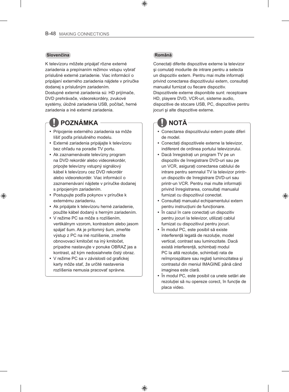 Poznámka, Notă | LG 42LA620S User Manual | Page 534 / 552