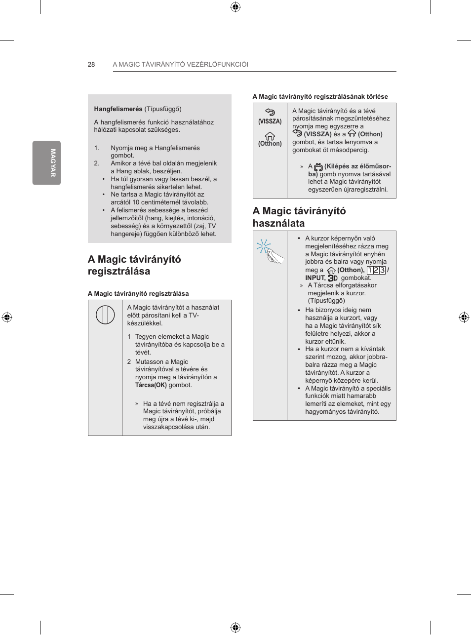 A magic távirányító használata, A magic távirányító regisztrálása | LG 65LB730V User Manual | Page 126 / 332