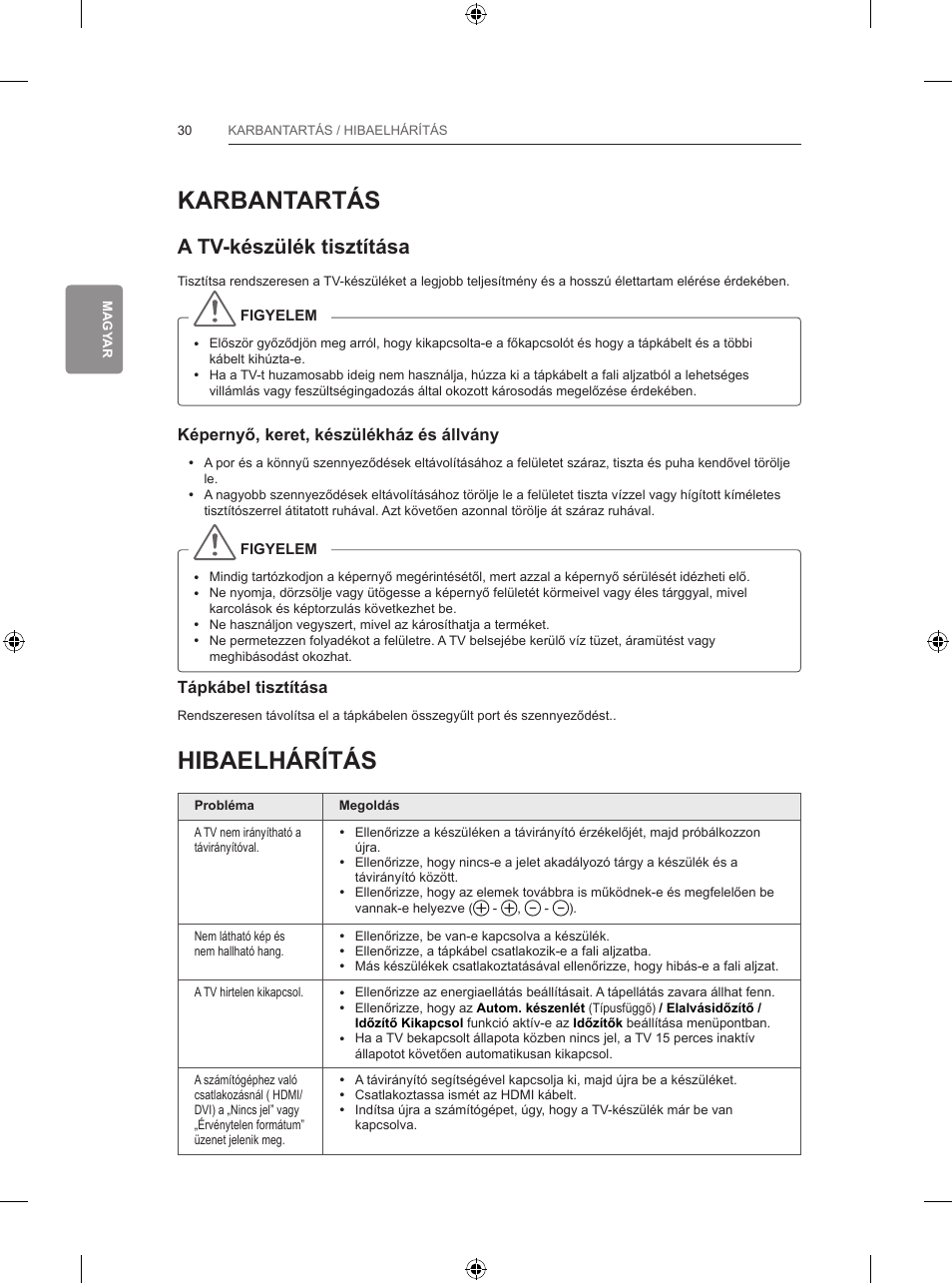 Karbantartás, Hibaelhárítás, A tv-készülék tisztítása | LG 65LB730V User Manual | Page 128 / 332