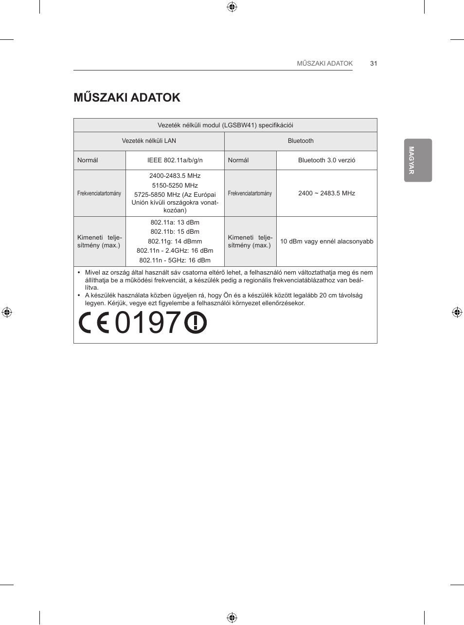 Műszaki adatok | LG 65LB730V User Manual | Page 129 / 332