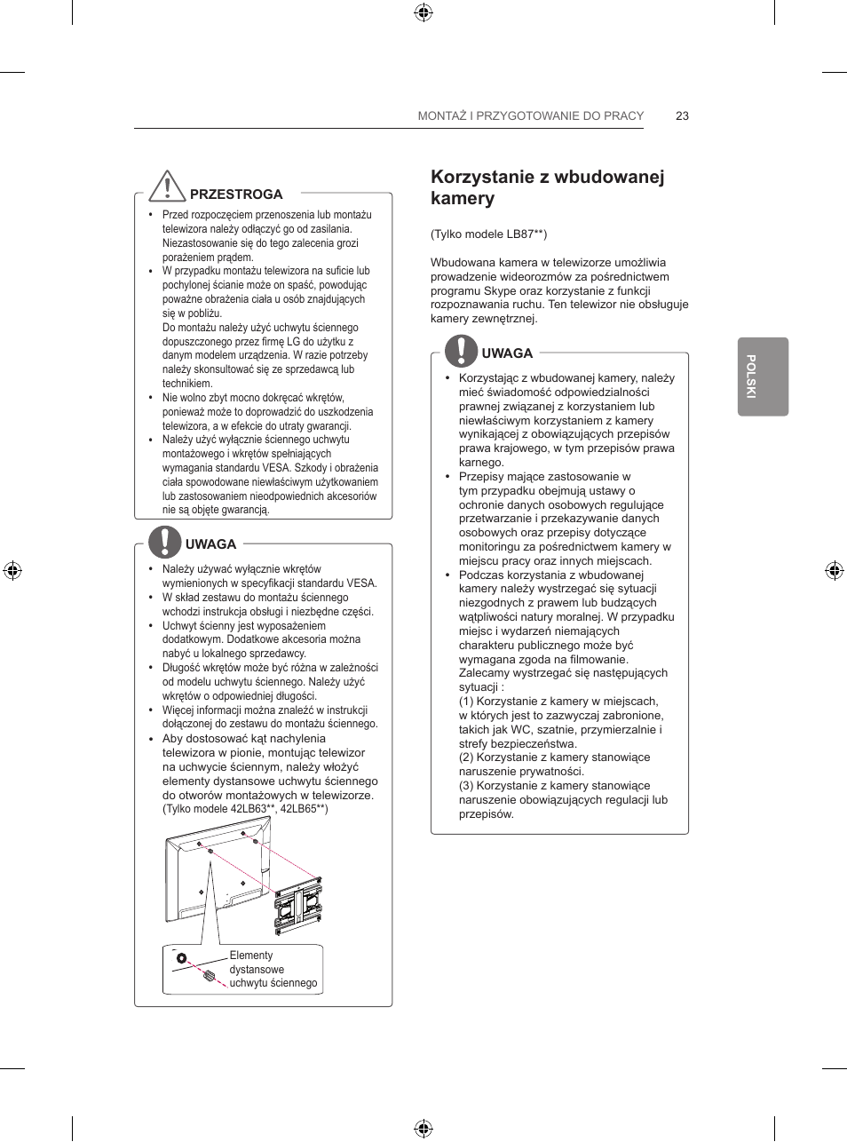 Korzystanie z wbudowanej kamery | LG 65LB730V User Manual | Page 153 / 332