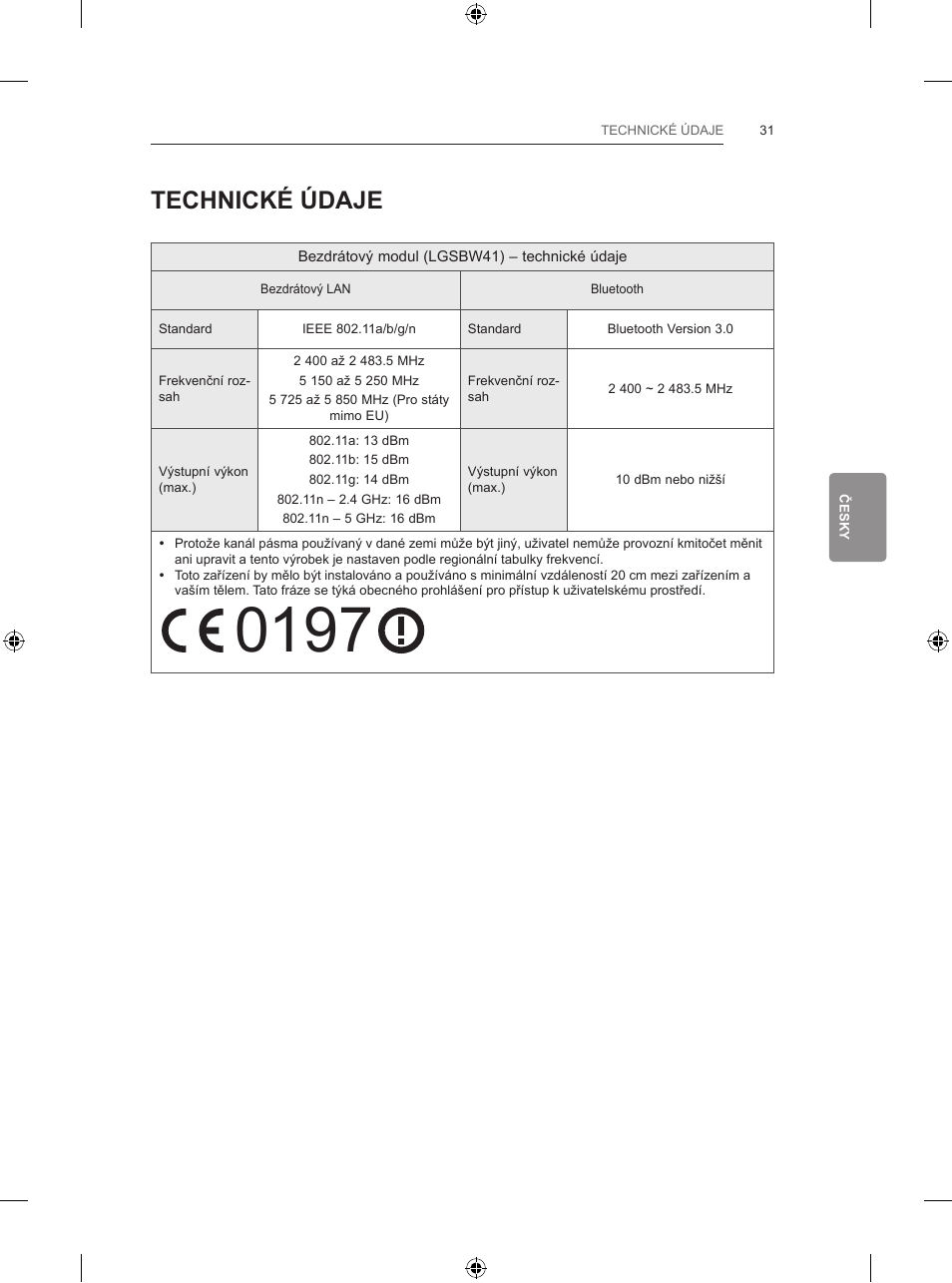 Technické údaje | LG 65LB730V User Manual | Page 193 / 332