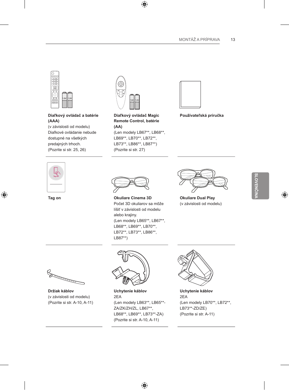 Postup inštalácie, Montáž a príprava, Rozbalenie | LG 65LB730V User Manual | Page 207 / 332