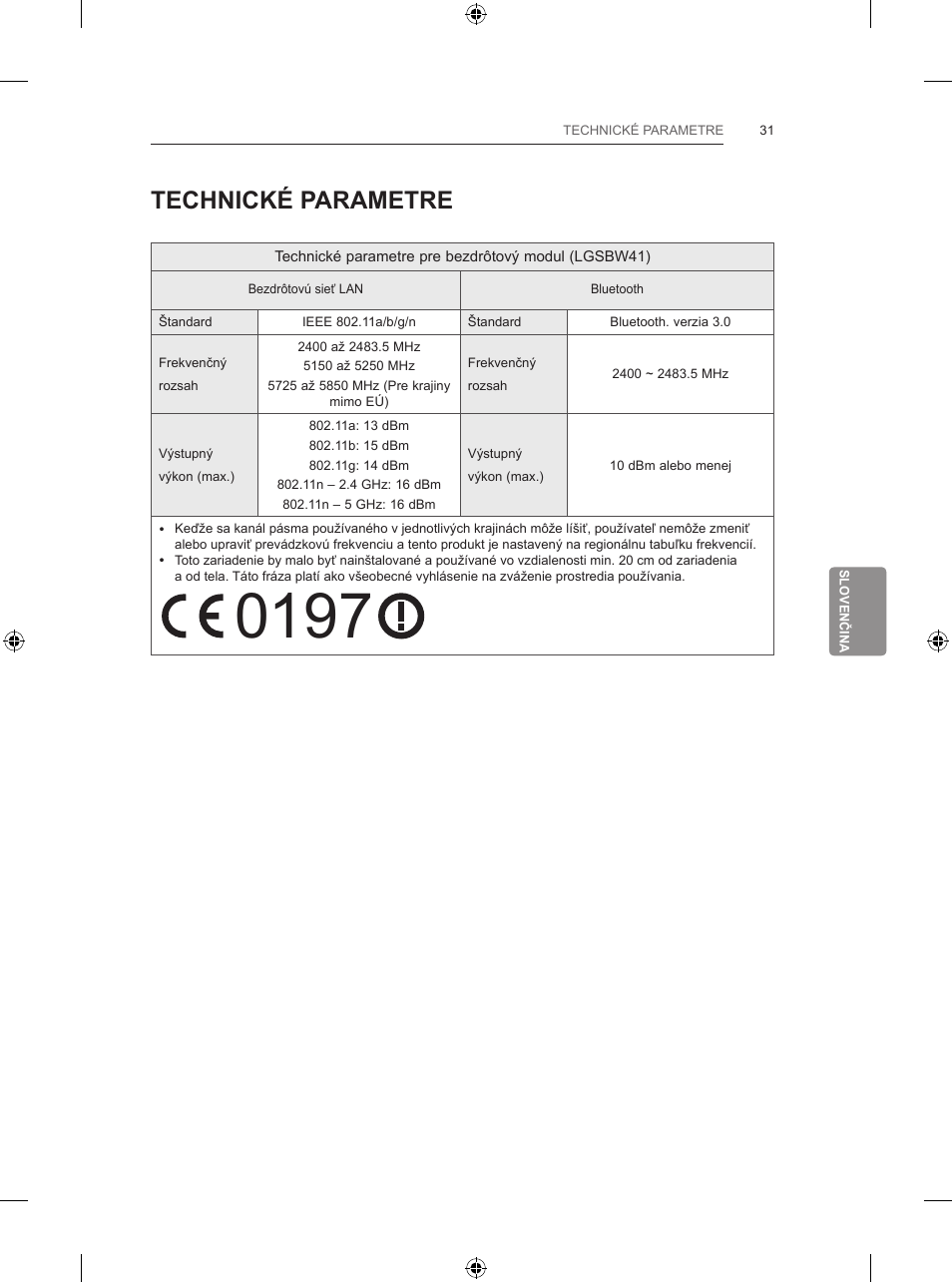 Technické parametre | LG 65LB730V User Manual | Page 225 / 332