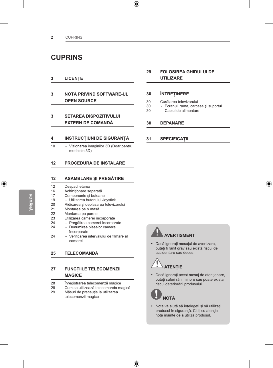 Cuprins | LG 65LB730V User Manual | Page 228 / 332