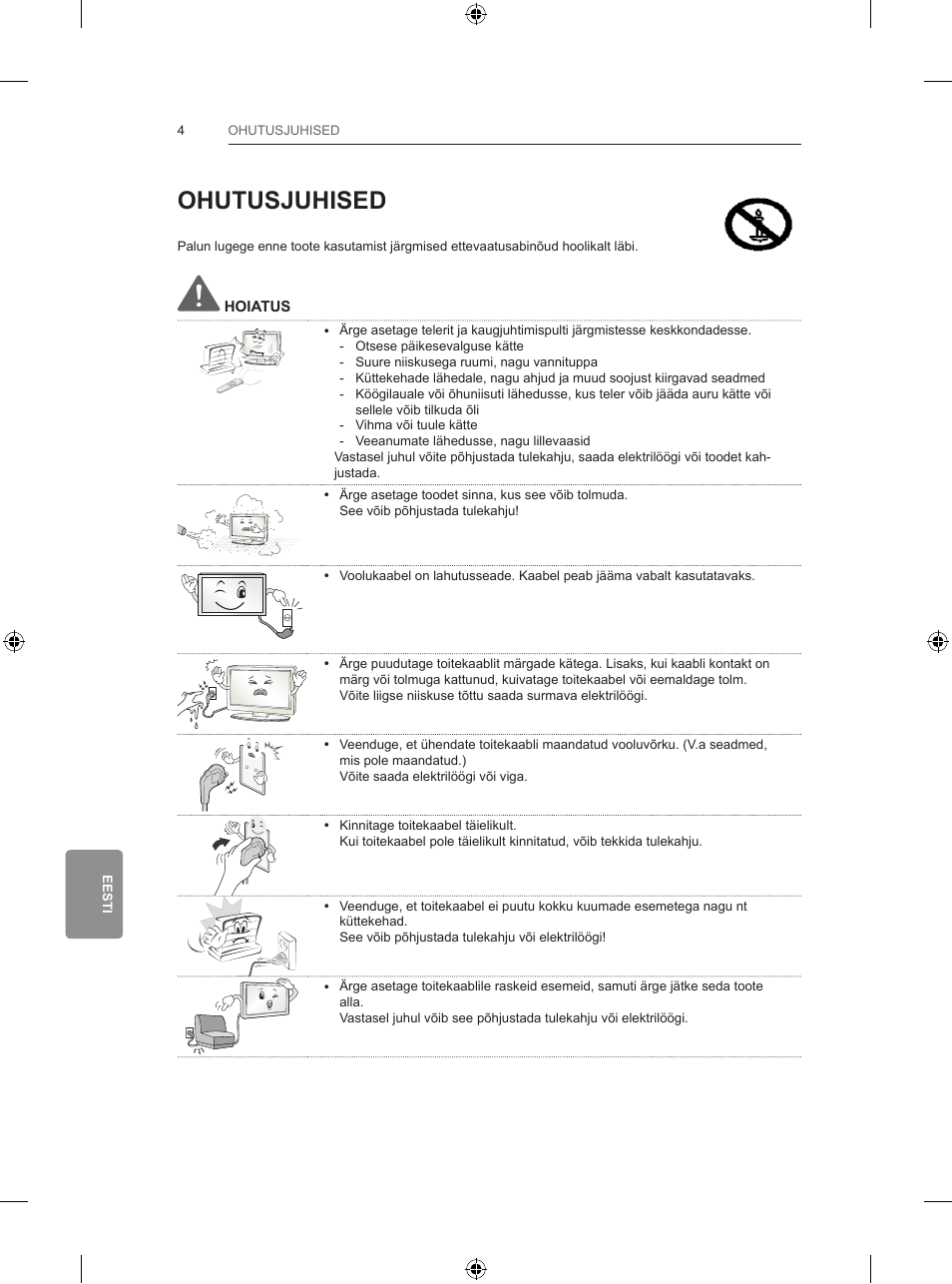 Ohutusjuhised | LG 65LB730V User Manual | Page 294 / 332