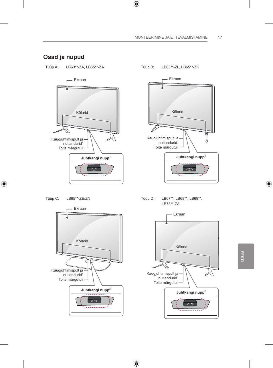 Osad ja nupud | LG 65LB730V User Manual | Page 307 / 332