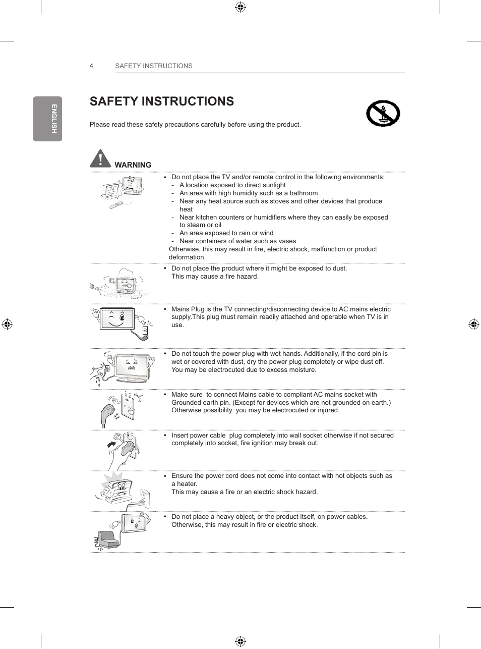 Safety instructions | LG 65LB730V User Manual | Page 70 / 332