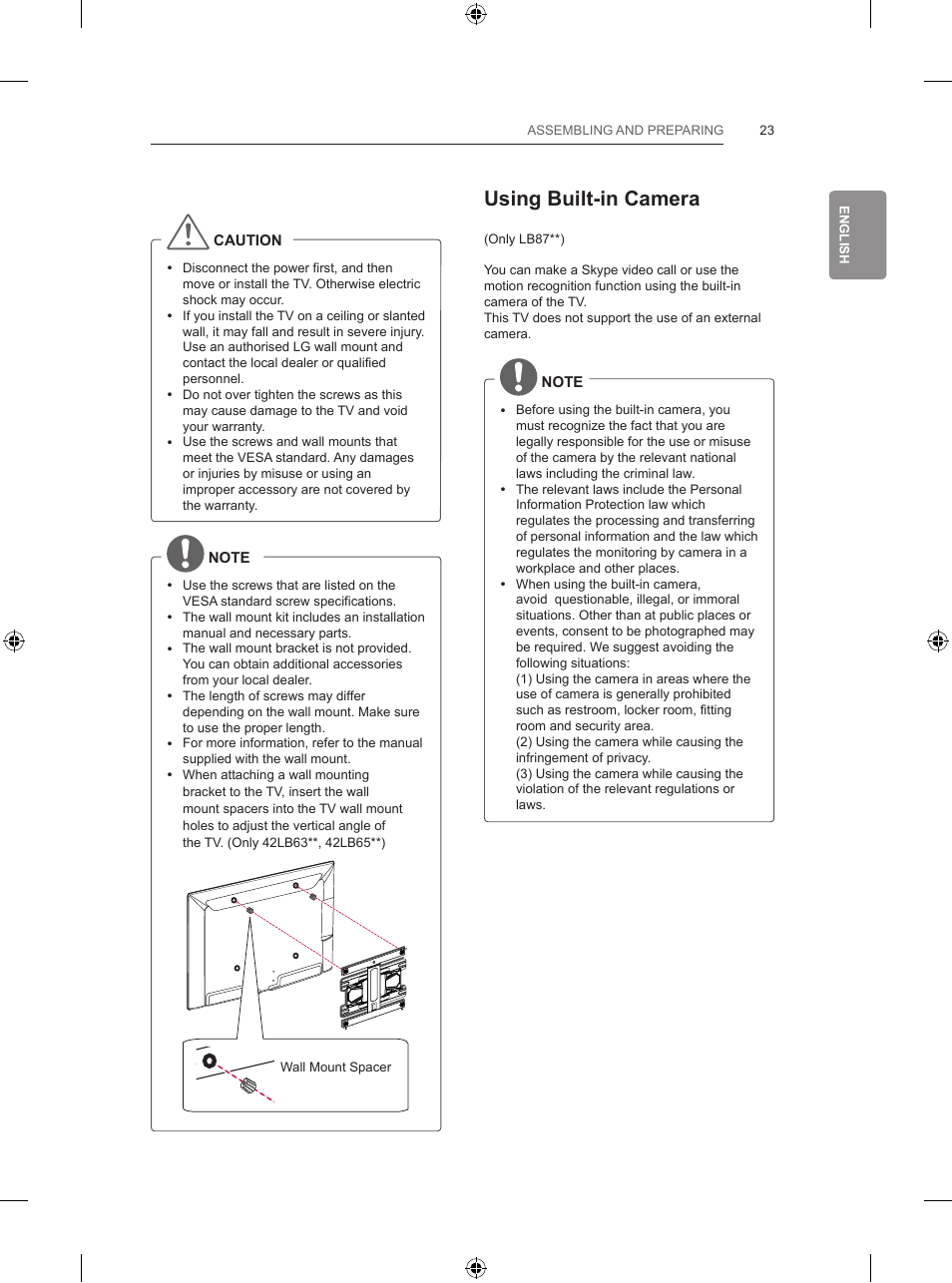 Using built-in camera | LG 65LB730V User Manual | Page 89 / 332