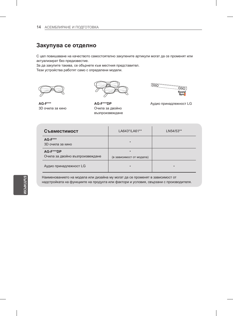 Закупува се отделно, Съвместимост | LG 32LN536B User Manual | Page 209 / 443