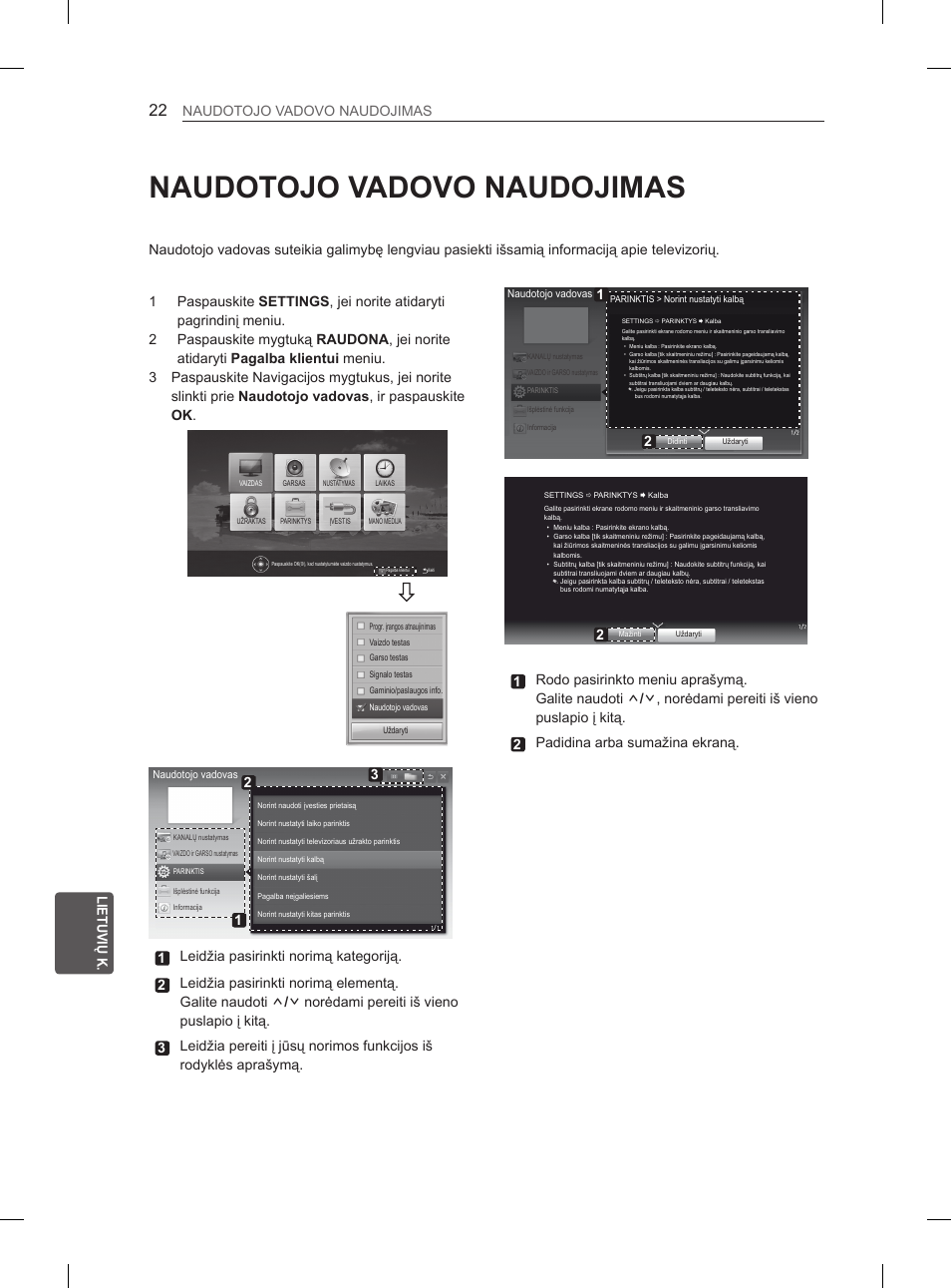 Naudotojo vadovo naudojimas, Eng lietuvių k. naudotojo vadovo naudojimas | LG 32LN536B User Manual | Page 265 / 443