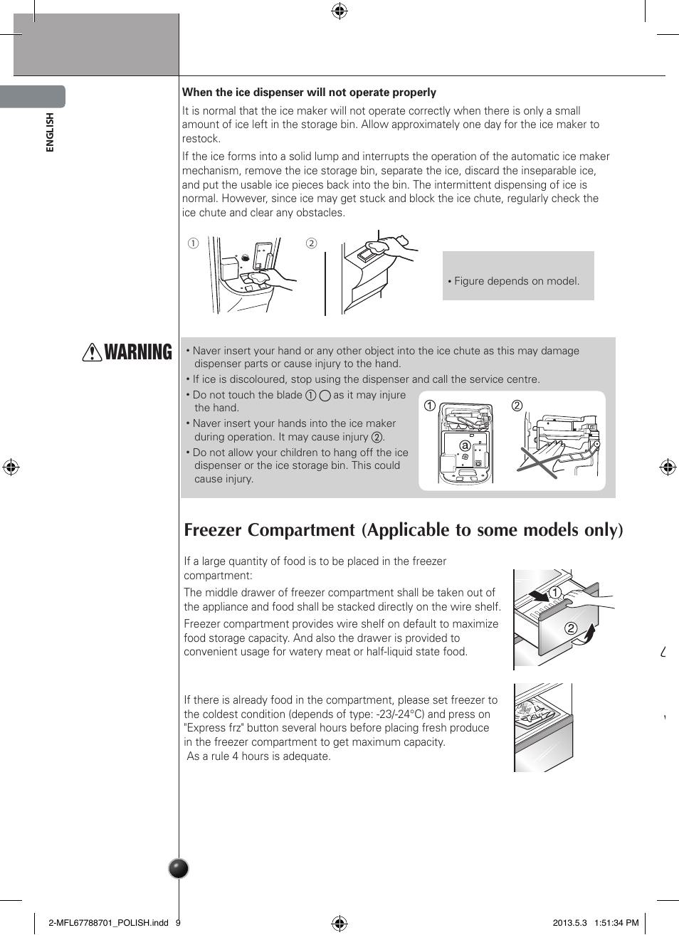 Ostrożnie, Warning, Operation | LG GSL545NSQV User Manual | Page 10 / 324