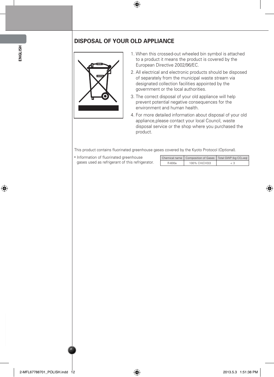 Care and maintenance, Disposal of your old appliance | LG GSL545NSQV User Manual | Page 14 / 324