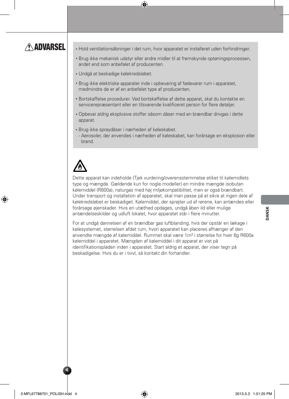 Advarsel, Introduktion | LG GSL545NSQV User Manual | Page 159 / 324
