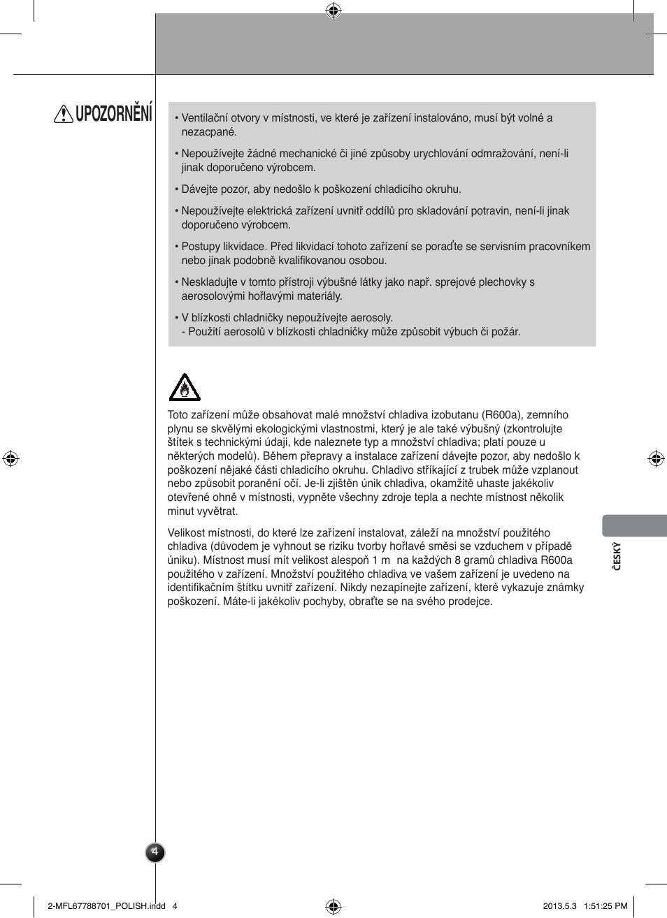 Upozornění, Úvod | LG GSL545NSQV User Manual | Page 187 / 324