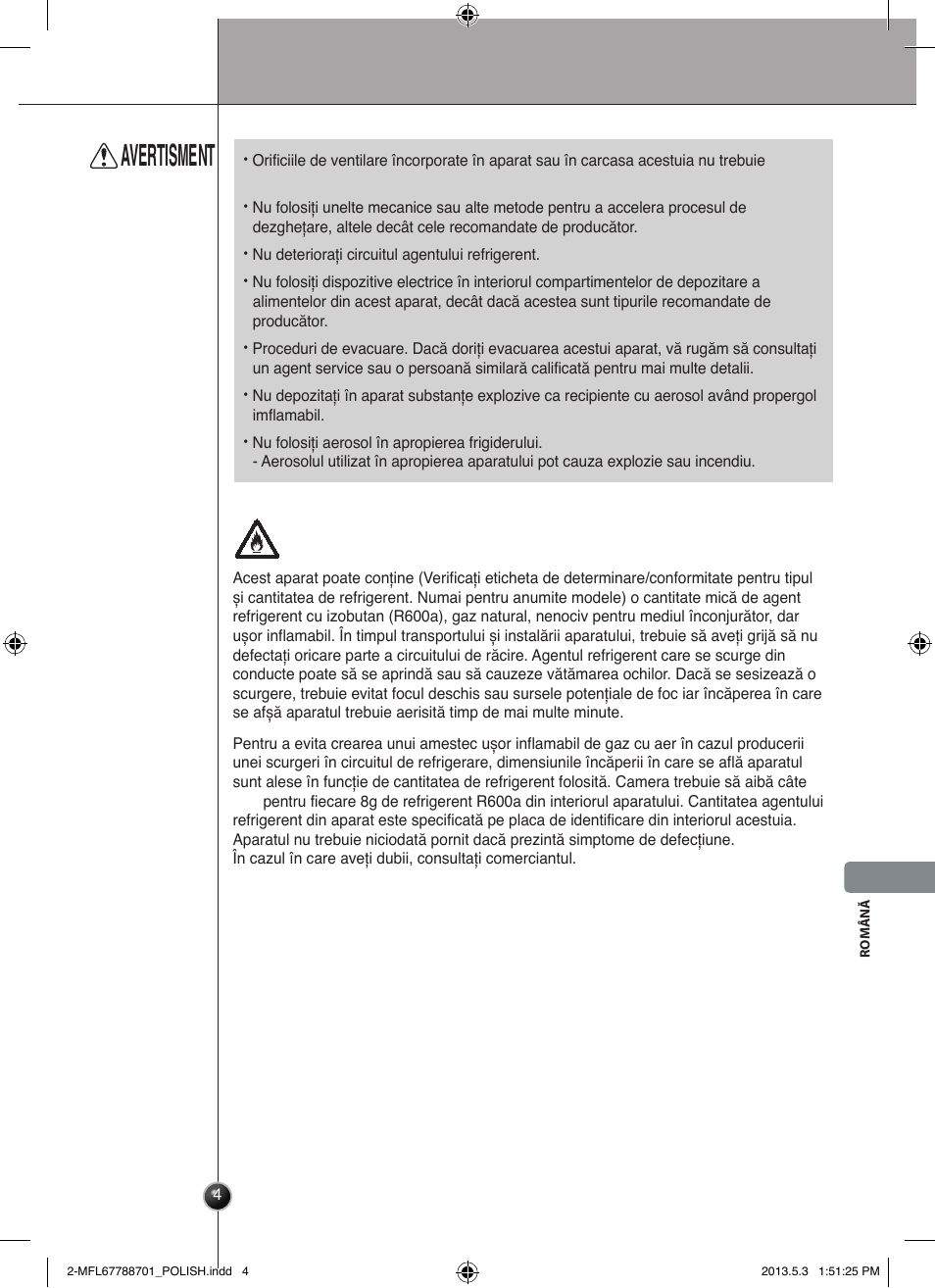 Avertisment, Introducere | LG GSL545NSQV User Manual | Page 229 / 324