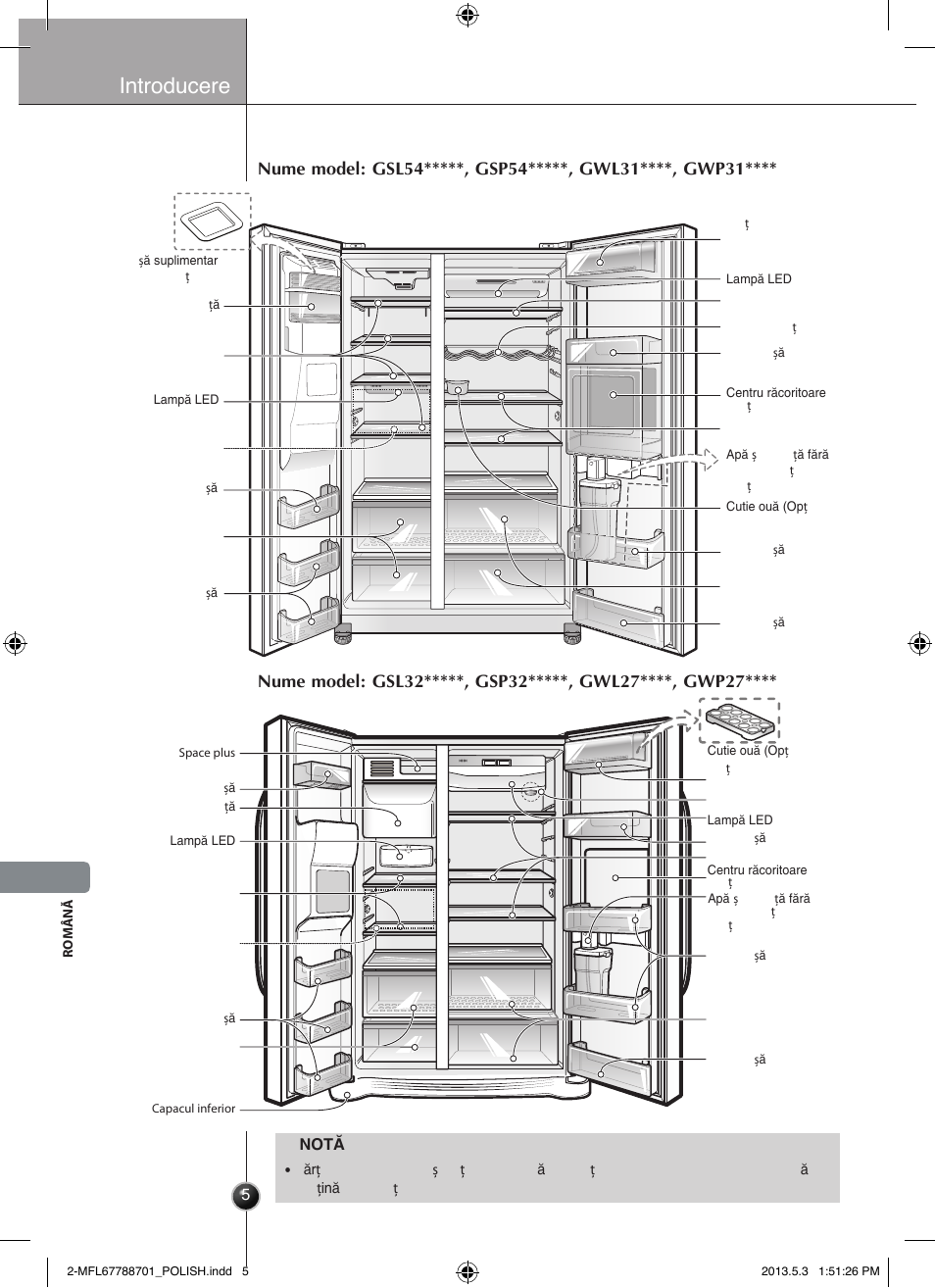 Identificarea componentelor, Introducere | LG GSL545NSQV User Manual | Page 230 / 324