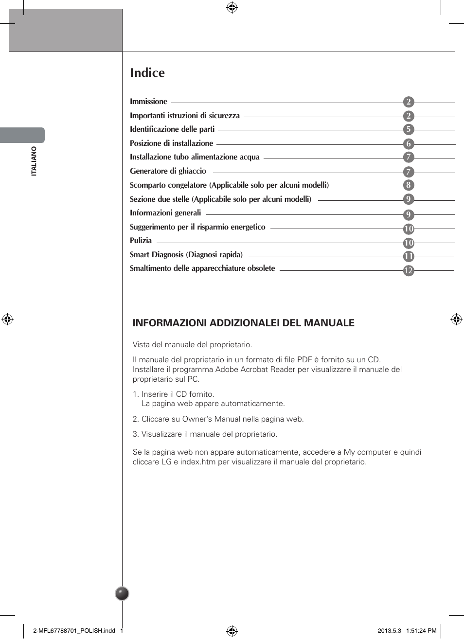 Indice | LG GSL545NSQV User Manual | Page 44 / 324