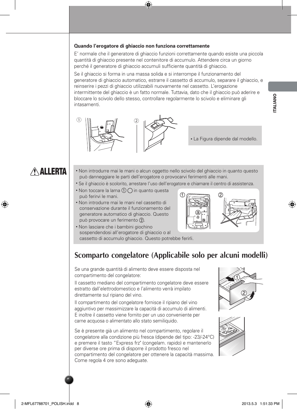 Allerta, Funzionamento | LG GSL545NSQV User Manual | Page 51 / 324