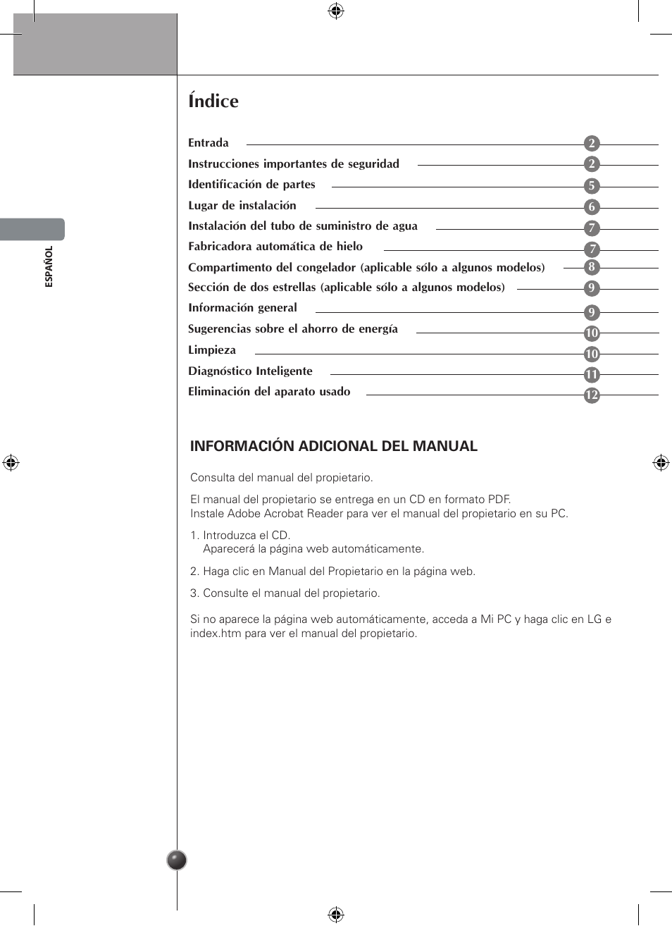 Índice | LG GSL545NSQV User Manual | Page 58 / 324