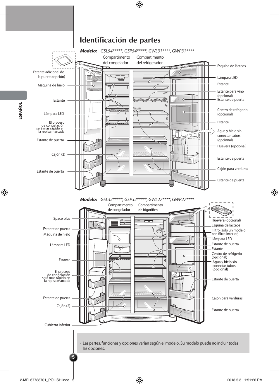 Identificación de partes, Introducción | LG GSL545NSQV User Manual | Page 62 / 324