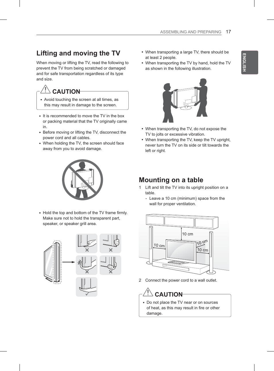 Liwlqjdqgprylqjwkh79, 0rxqwlqjrqdwdeoh | LG 32LM3400 User Manual | Page 23 / 436