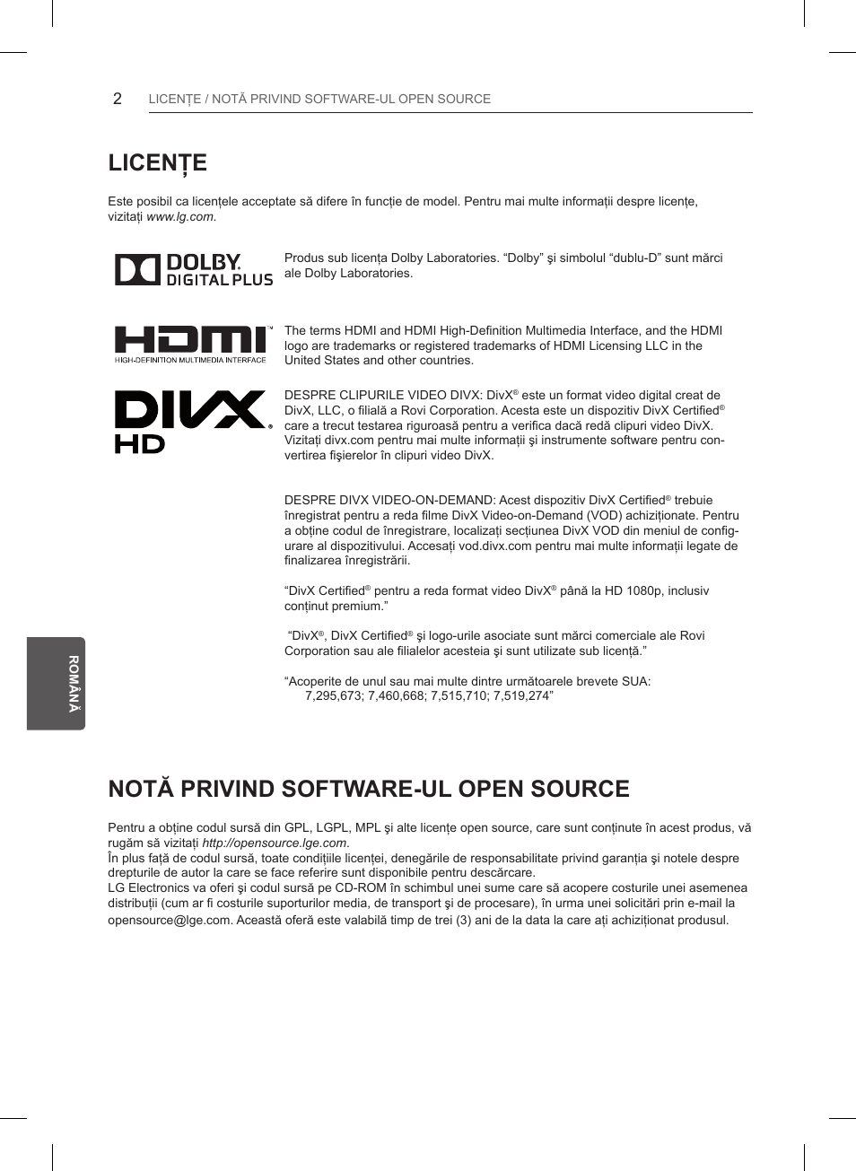 Licenţe, Notă privind software-ul open source | LG 32LB550U User Manual | Page 169 / 483