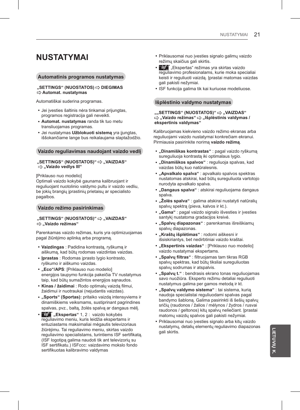 Nustatymai | LG 32LB550U User Manual | Page 272 / 483