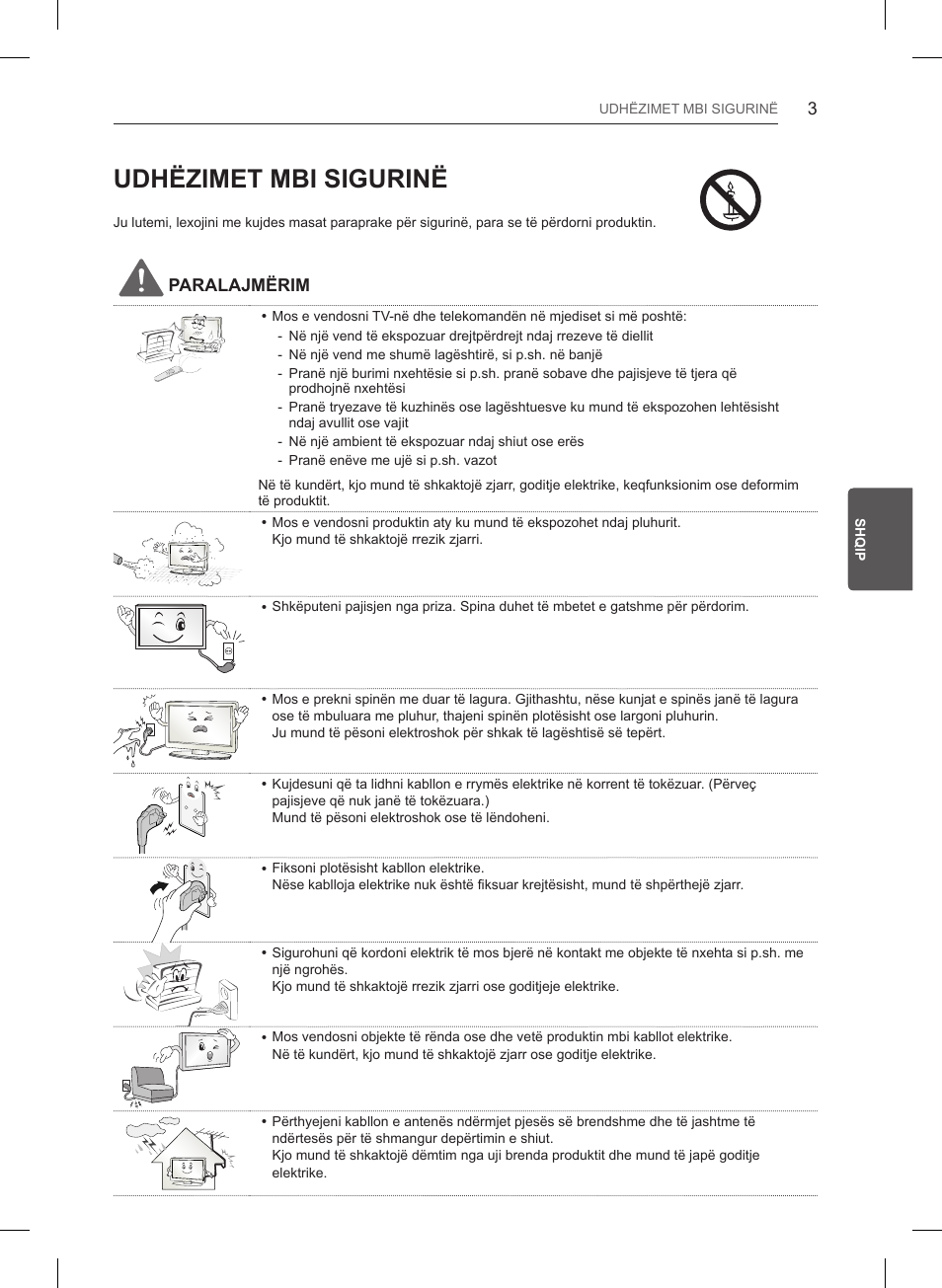 Udhëzimet mbi sigurinë, Paralajmërim | LG 32LB550U User Manual | Page 366 / 483