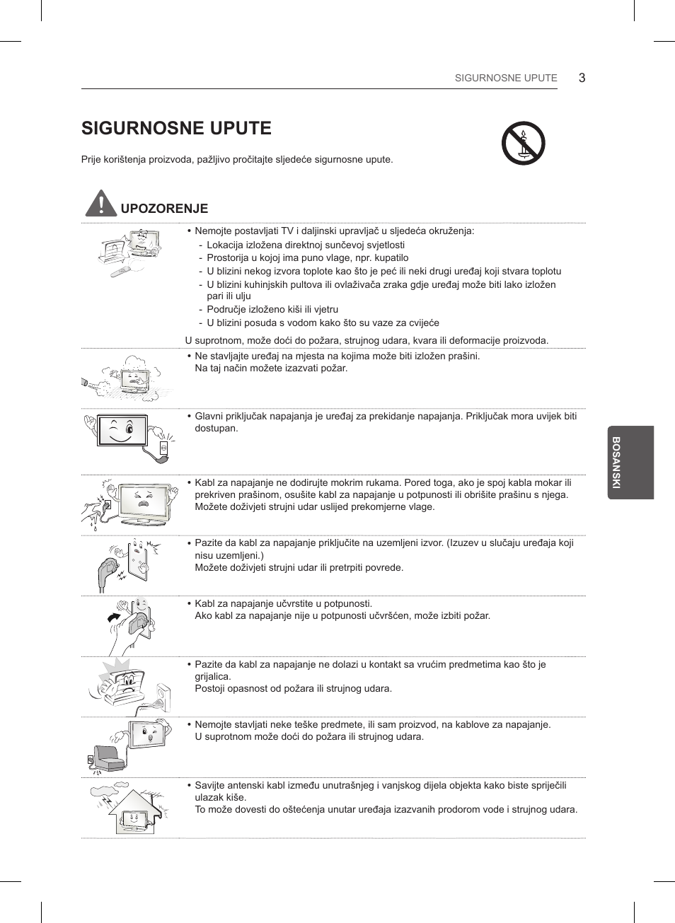 Sigurnosne upute, Upozorenje | LG 32LB550U User Manual | Page 394 / 483