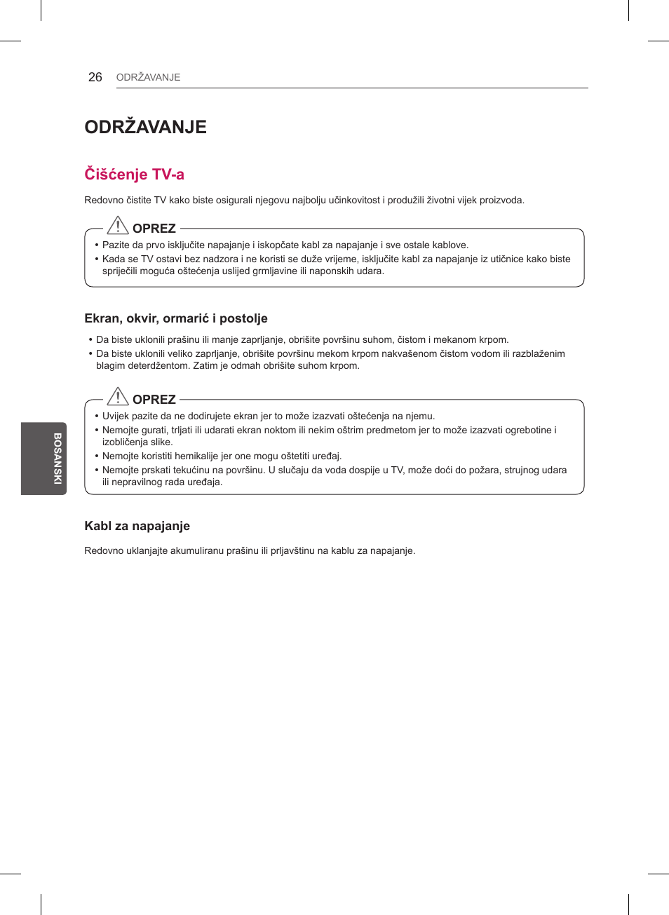 Održavanje, Čišćenje tv-a | LG 32LB550U User Manual | Page 417 / 483