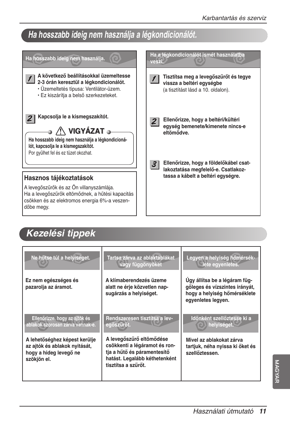 Vigyázat | LG ARNU15GSER2 User Manual | Page 119 / 205