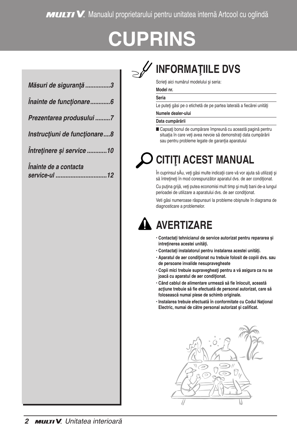 Cuprins, Informaţiile dvs, Citiţi acest manual | Avertizare | LG ARNU15GSER2 User Manual | Page 134 / 205